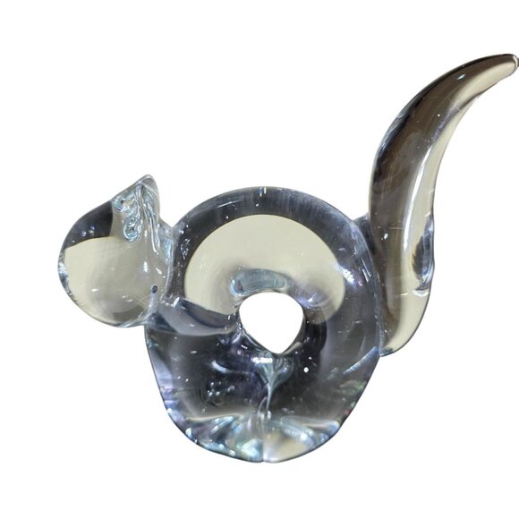 Handmade Crystal Cat Figurine By ACC Taiwan 6" Transparent Decor paperweight - Picture 2 of 4